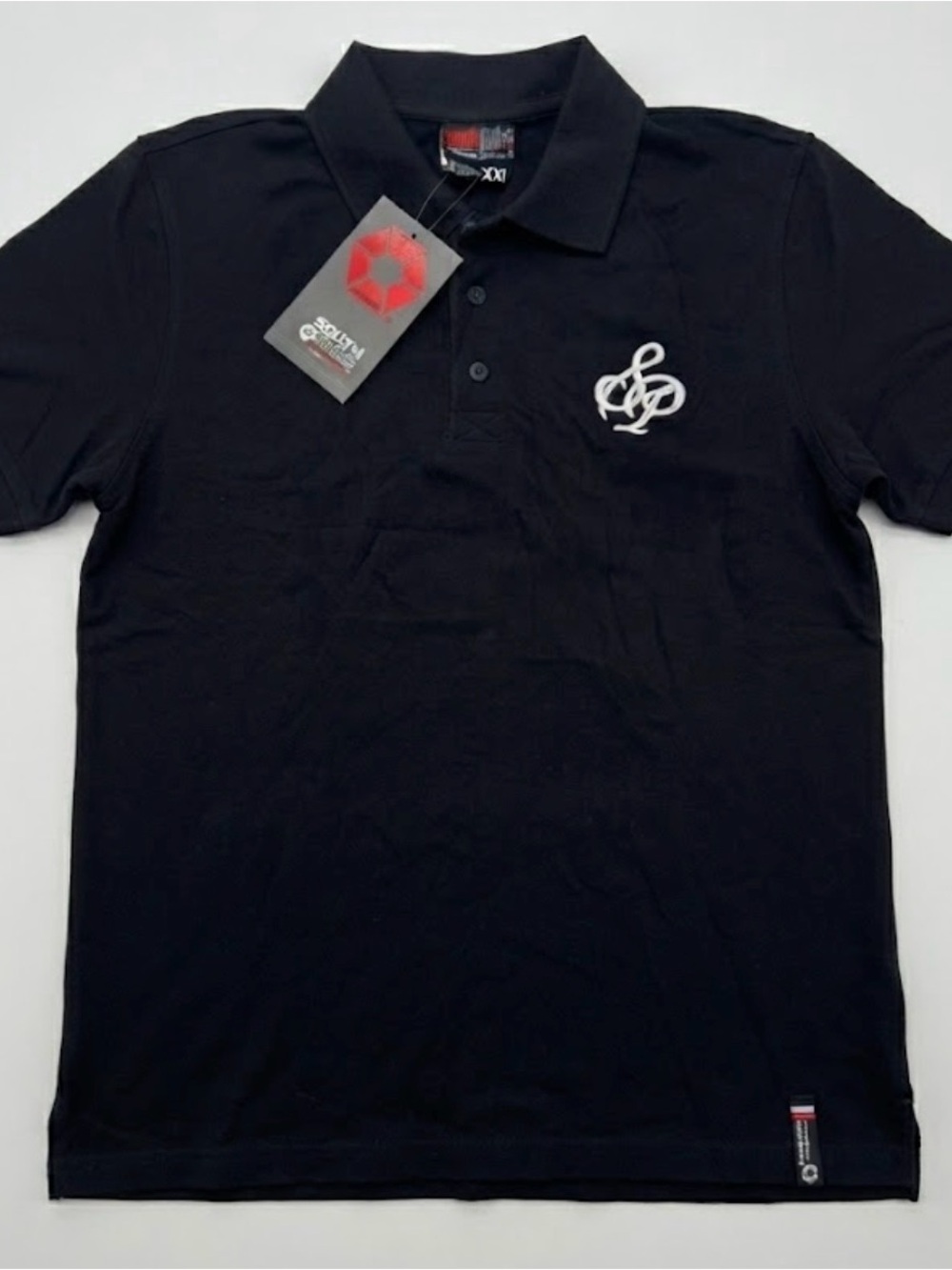 Southpole Classic Mens XXL Black White 2XL Graphic Polo Shirt Y2K Streetwear SP